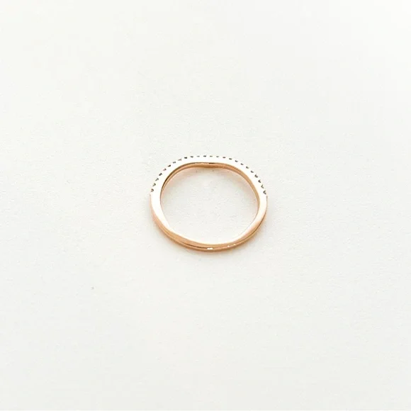 Diamond Pave Rose Gold 14K Round Contour Curved Wedding Band Ring Size 6 0.2 ctw - Picture 6 of 10